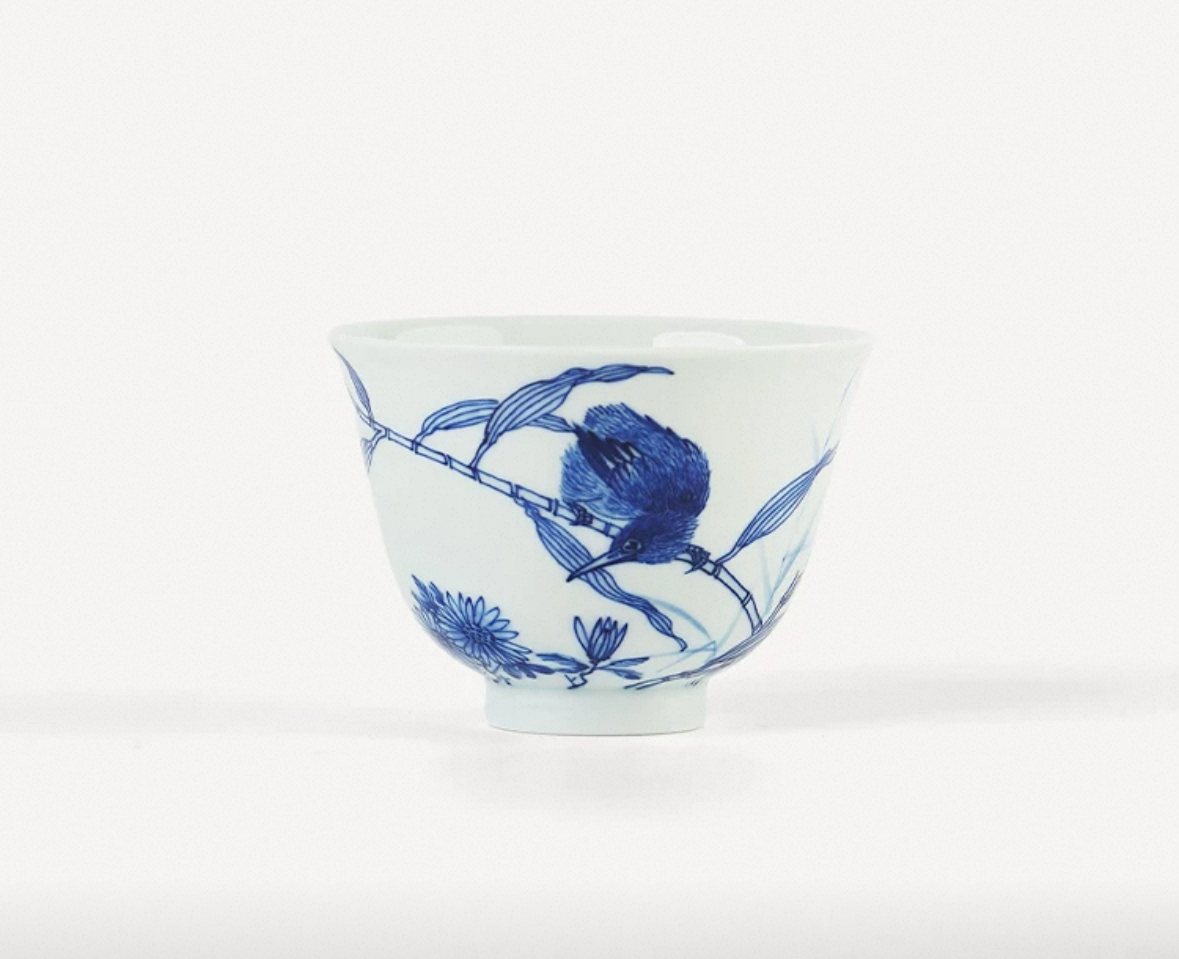 Flower God Small Cup Handmade Blue and White Tea Cup Host Cup Tea Ware