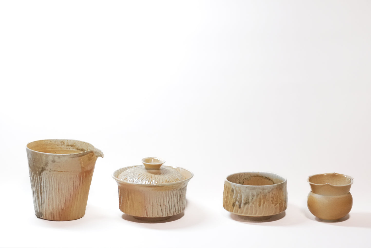 Wabi-Sabi Tea Set | Handmade Wood-Fired Chai Kiln Ceramic Tea Set | Unglazed Rustic Tea Set with Natural Ash Deposit, Wabi-Sabi Style| Gongfu Tea Set