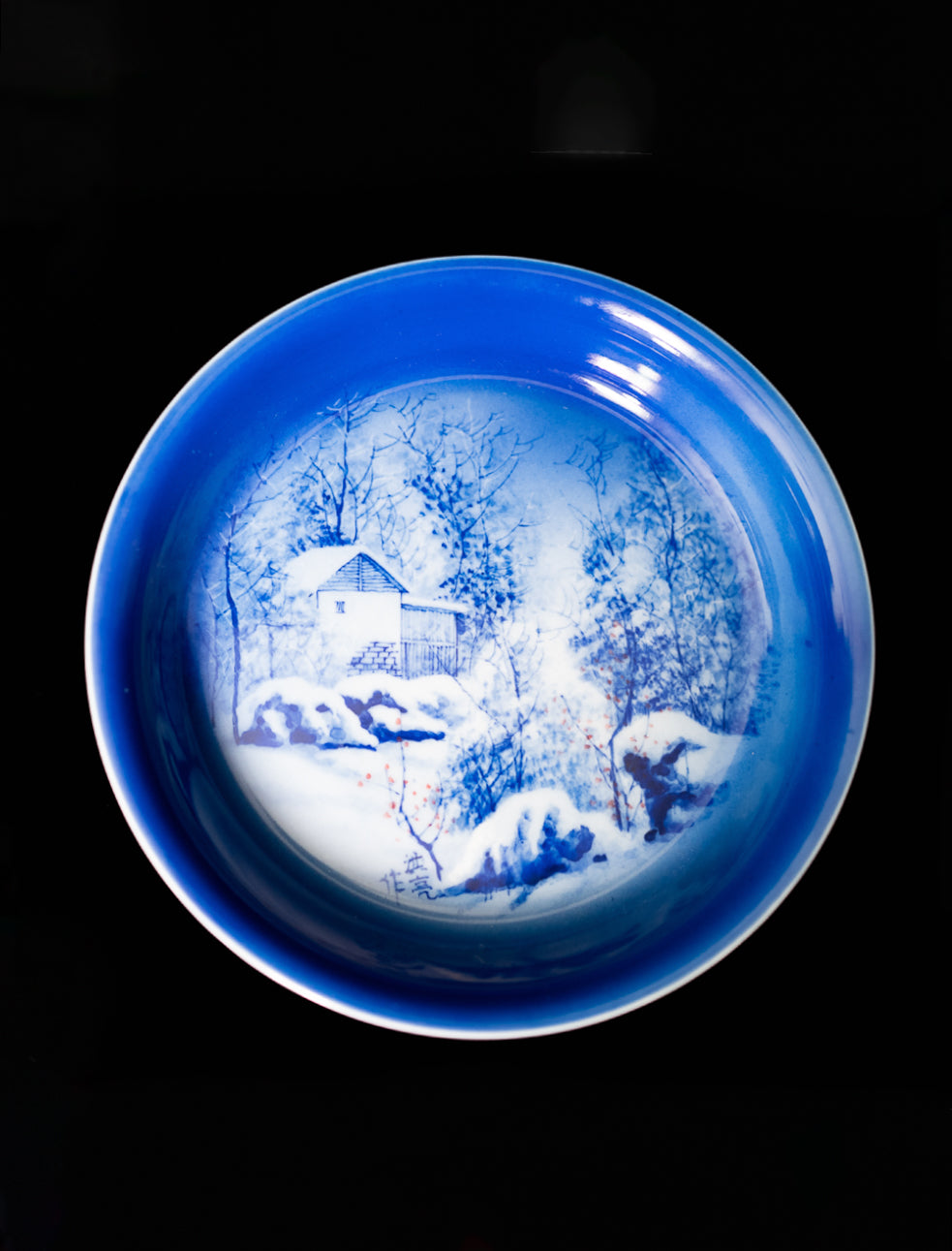 Snow Night Tea Tray | Blue and White Jingdezhen Chai Kiln Hand painted | Tea Tray, Serving Tray